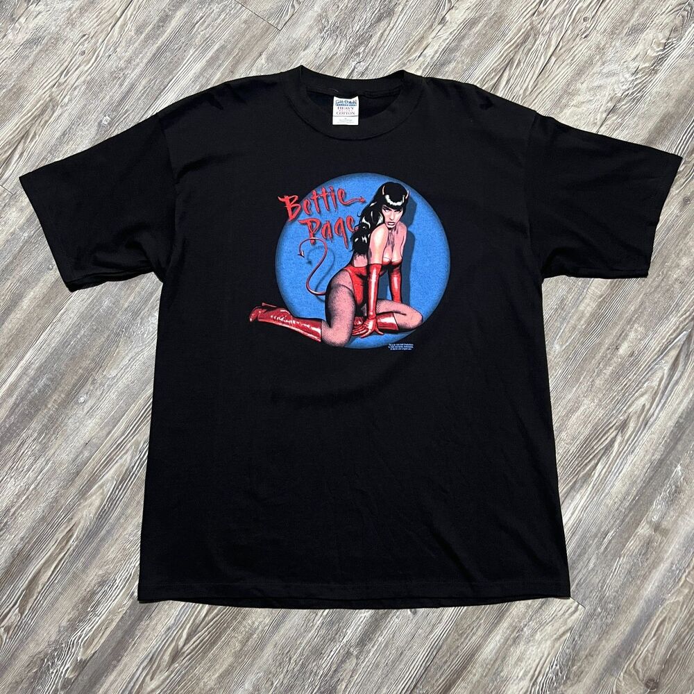 Vintage 1999 Bettie Page Devil Pin Up Tee XL NOS